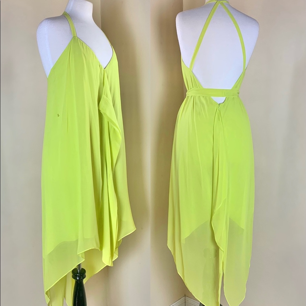 BCBGMaxAzria Neon High Low Backless Dress Size 8
